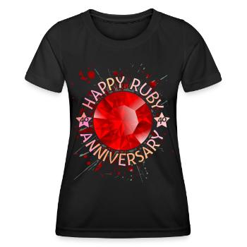 Mariage rubis, anniversaire de mariage 40 ans - T-shirt sport Femme - noir - Devant - AI Model Female 172 light (172cm)