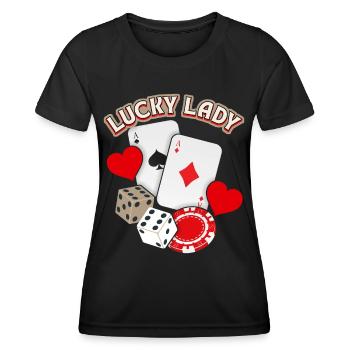 Lucky Lady, chance dans le jeu, bonheur amoureux - T-shirt sport Femme - noir - Devant - AI Model Female 172 light (172cm)