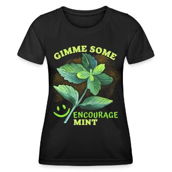 Pfefferminz, Minze lustiger Peppermint-Spruch, Pun - Frauen Funktions-T-Shirt - Schwarz - Vorne - AI Model Female 172 light (172cm)