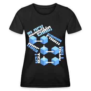 Blockchain-Master Block Chain lustiger Spruch - Frauen Funktions-T-Shirt - Schwarz - Vorne - AI Model Female 172 light (172cm)