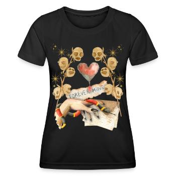 Gothic Skull Gothic-Valentine, Valentine's Day - Women's Functional T-Shirt - black - Front - AI Model Female 172 light (172cm)
