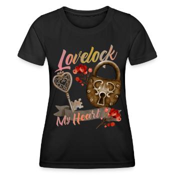 Le cadenas de la Saint-Valentin aime dire - T-shirt sport Femme - noir - Devant - AI Model Female 172 light (172cm)