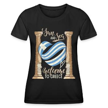 Grèce, Soleil et Mer Ruines antiques - T-shirt sport Femme - noir - Devant - AI Model Female 172 light (172cm)