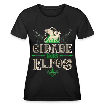 Boho-Cottagecore, Stadt-der-Elfen - Frauen Funktions-T-Shirt - Schwarz - Vorne - AI Model Female 172 light (172cm)