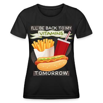 Malbouffe, restauration rapide, hot-dog drôle de dicton - T-shirt sport Femme - noir - Devant - AI Model Female 172 light (172cm)