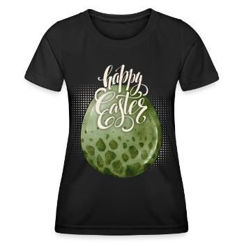 Ostern, Dinosaurier-Ei, Frohe Ostern Typografie - Frauen Funktions-T-Shirt - Schwarz - Vorne - AI Model Female 172 light (172cm)