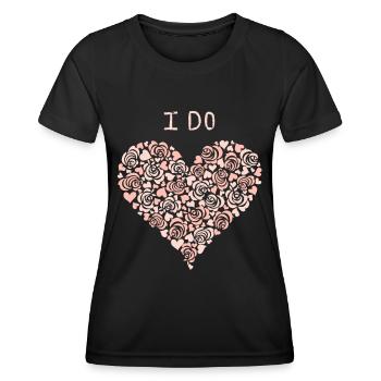 I Do, Herz-Rosen, Wedding, Team Braut, Hochzeit - Frauen Funktions-T-Shirt - Schwarz - Vorne - AI Model Female 172 light (172cm)