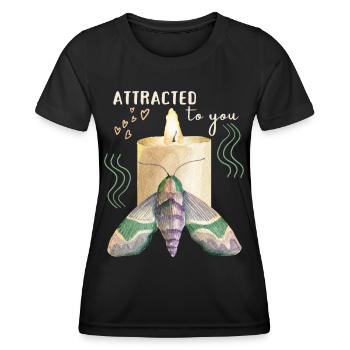 Valentine's Day Moth Candle Funny Love Saying - Women's Functional T-Shirt - black - Front - AI Model Female 172 light (172cm)