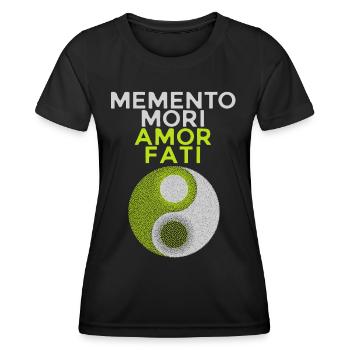 Memento-Mori Lateinischer Spruch, Motivation - Frauen Funktions-T-Shirt - Schwarz - Vorne - AI Model Female 172 light (172cm)