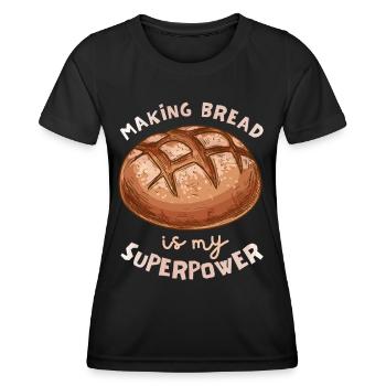 Brot backen, Spruch, Bäcker, Bäckerin - Frauen Funktions-T-Shirt - Schwarz - Vorne - AI Model Female 172 light (172cm)