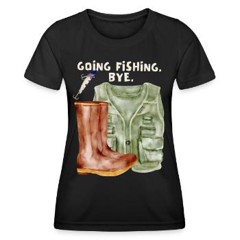 Fishing, anglers, fish, fish hooks, saying - Women's Functional T-Shirt - black - Front - AI Model Female 172 light (172cm)