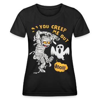 Comic Mumie, Halloween Mumie, Gespenst Spruch - Frauen Funktions-T-Shirt - Schwarz - Vorne - AI Model Female 172 light (172cm)