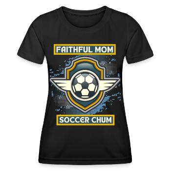 Soccer Mom, lustiger Spruch, Fußball-Mama - Frauen Funktions-T-Shirt - Schwarz - Vorne - AI Model Female 172 light (172cm)