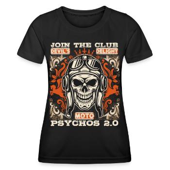 Laughing Skull Motorcycle Biker Funny Saying - Women's Functional T-Shirt - black - Front - AI Model Female 172 light (172cm)