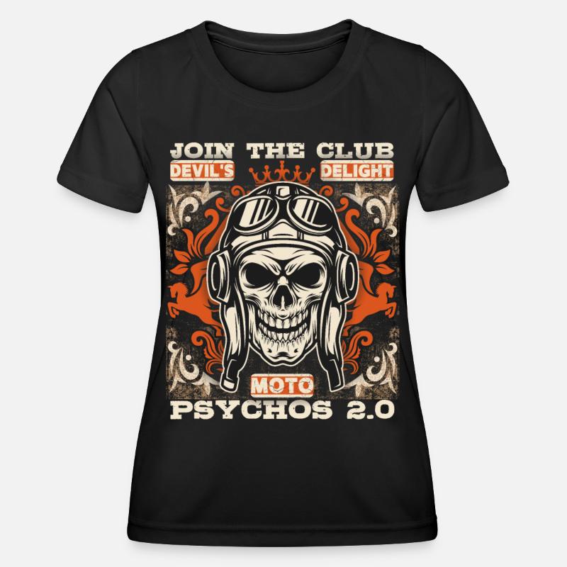 Laughing Skull Motorcycle Biker Funny Saying - Women's Functional T-Shirt - black
