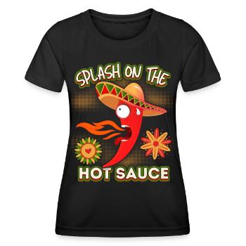 Pepperoni, hot sauce, Mexico funny saying - Women's Functional T-Shirt - black - Front - AI Model Female 172 light (172cm)