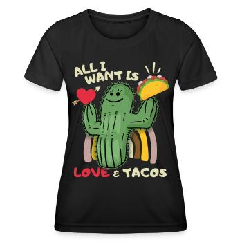 All-I-Want, Love-and-Tacos, Taco-Saying Mexico - Women's Functional T-Shirt - black - Front - AI Model Female 172 light (172cm)