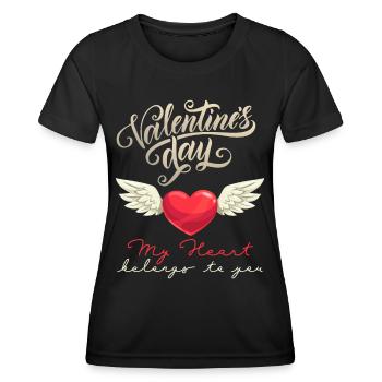 Valentine's Day, Love, Heart-Wings Angel Wings - Women's Functional T-Shirt - black - Front - AI Model Female 172 light (172cm)