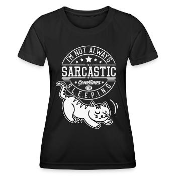 Sarcasm funny saying with cat, introverted - Women's Functional T-Shirt - black - Front - AI Model Female 172 light (172cm)
