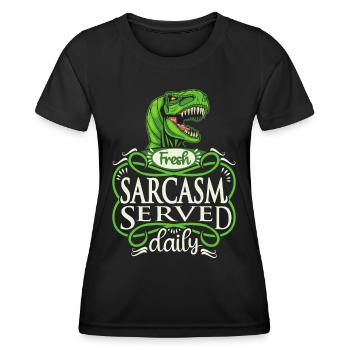 Dinosaurs, sarcasm, funny saying typography - Women's Functional T-Shirt - black - Front - AI Model Female 172 light (172cm)