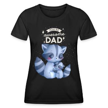 Father's Day, Daddy-Daddy, Daddy-Funny Raccoons - Women's Functional T-Shirt - black - Front - AI Model Female 172 light (172cm)