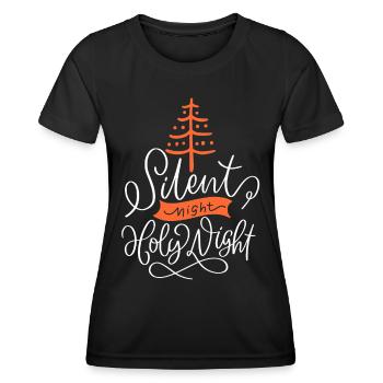 Silent-Night-Holy-Night, typographie Arbre de Noël - T-shirt sport Femme - noir - Devant - AI Model Female 172 light (172cm)
