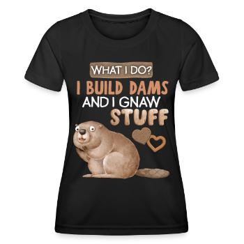 Funny Beaver, Beaver Saying, Pun, Pun - Women's Functional T-Shirt - black - Front - AI Model Female 172 light (172cm)