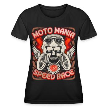 Skull Skull Angel Wings Motorcyclist Saying - Women's Functional T-Shirt - black - Front - AI Model Female 172 light (172cm)