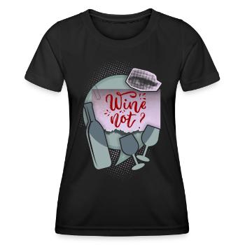 Funny saying for wine drinkers with wine bottle - Women's Functional T-Shirt - black - Front - AI Model Female 172 light (172cm)