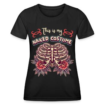 Skelett, Gerippe, Totenkopf, Spruch im Comic-Stil - Frauen Funktions-T-Shirt - Schwarz - Vorne - AI Model Female 172 light (172cm)