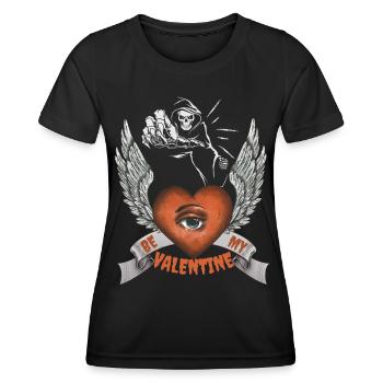 Horror Skeleton Valentine's Day Skull Heart, Saying - Women's Functional T-Shirt - black - Front - AI Model Female 172 light (172cm)