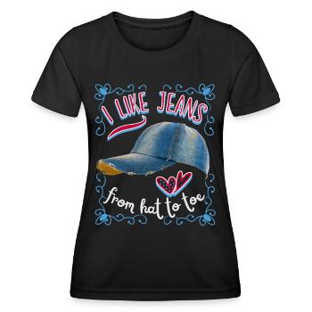 Jeans, Jeanshut, lustiger Spruch, Pun - Frauen Funktions-T-Shirt - Schwarz - Vorne - AI Model Female 172 light (172cm)
