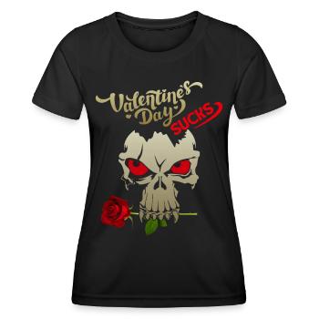 Valentinstag, ironischer Spruch, Skull, Totenkopf - Frauen Funktions-T-Shirt - Schwarz - Vorne - AI Model Female 172 light (172cm)