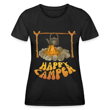 Camping, Lagerfeuer, lustiger Camper-Spruch - Frauen Funktions-T-Shirt - Schwarz - Vorne - AI Model Female 172 light (172cm)