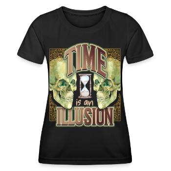 Skull, laughing skull, hourglass, time saying - Women's Functional T-Shirt - black - Front - AI Model Female 172 light (172cm)