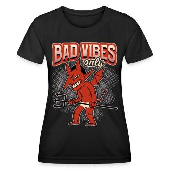 Funny saying with devil-devil, Devil Satan - Women's Functional T-Shirt - black - Front - AI Model Female 172 light (172cm)