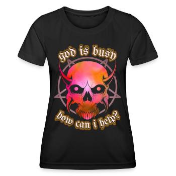 Drôle de dicton avec le diable baphomet, pentagramme - T-shirt sport Femme - noir - Devant - AI Model Female 172 light (172cm)