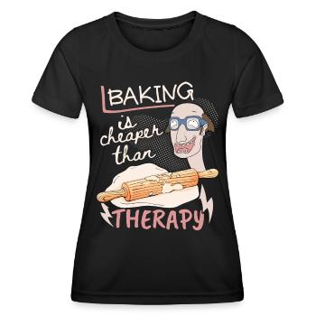 Cuisson au four, pâte à gâteau et rouleau de pâte, drôle de dicton - T-shirt sport Femme - noir - Devant - AI Model Female 172 light (172cm)