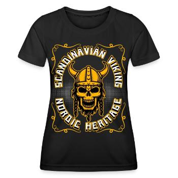Viking Warriors Scandinavia Viking Skull - Women's Functional T-Shirt - black - Front - AI Model Female 172 light (172cm)