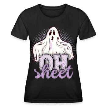 Lustiger Boo-Geist, Bettlaken, Oh-Sheet, Pun - Frauen Funktions-T-Shirt - Schwarz - Vorne - AI Model Female 172 light (172cm)