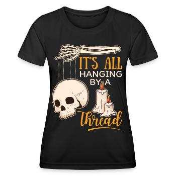 Crâne de crâne, marionnette, main de squelette, disant - T-shirt sport Femme - noir - Devant - AI Model Female 172 light (172cm)