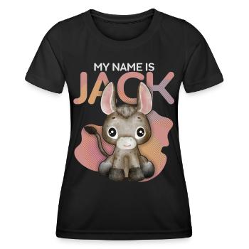Esel, Jack-Donkey, lustiger Spruch My-Name-Is-Jack - Frauen Funktions-T-Shirt - Schwarz - Vorne - AI Model Female 172 light (172cm)