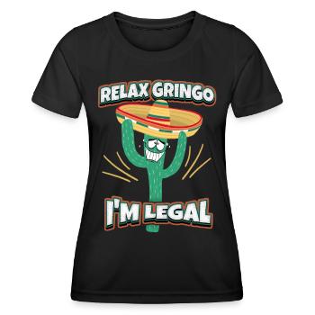 Drôle de cactus Mexique, comique Sombrero, Dire - T-shirt sport Femme - noir - Devant - AI Model Female 172 light (172cm)