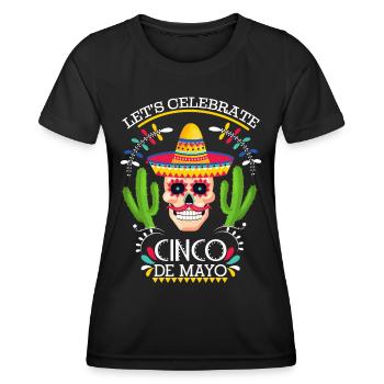 Cinco-de-Mayo, Mexican holiday with skull - Women's Functional T-Shirt - black - Front - AI Model Female 172 light (172cm)