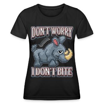 Rhinoceros, rhinoceros, funny saying, pixel art - Women's Functional T-Shirt - black - Front - AI Model Female 172 light (172cm)