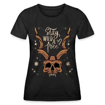 Crâne cornu Baphomet Crâne vintage, disant - T-shirt sport Femme - noir - Devant - AI Model Female 172 light (172cm)