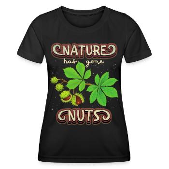 Autumn, Chestnut, Autumn, Environmental protection, Nature conservation - Women's Functional T-Shirt - black - Front - AI Model Female 172 light (172cm)