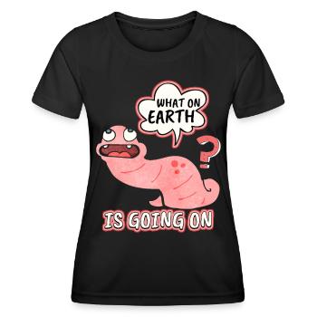 ver de terre, ver drôle, dicton, jeu de mots, jeu de mots - T-shirt sport Femme - noir - Devant - AI Model Female 172 light (172cm)