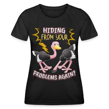Funny Bouquet Bird-Strauss Comic Problem Solution - Women's Functional T-Shirt - black - Front - AI Model Female 172 light (172cm)