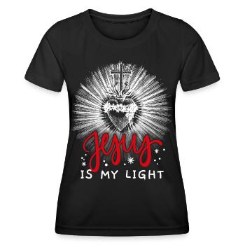 Jesus Christus, Vintage Herz, Dornenkrone, Spruch - Frauen Funktions-T-Shirt - Schwarz - Vorne - AI Model Female 172 light (172cm)